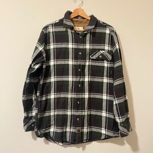 Legendary Whitetails Black and Green Plaid Button Down Shirt